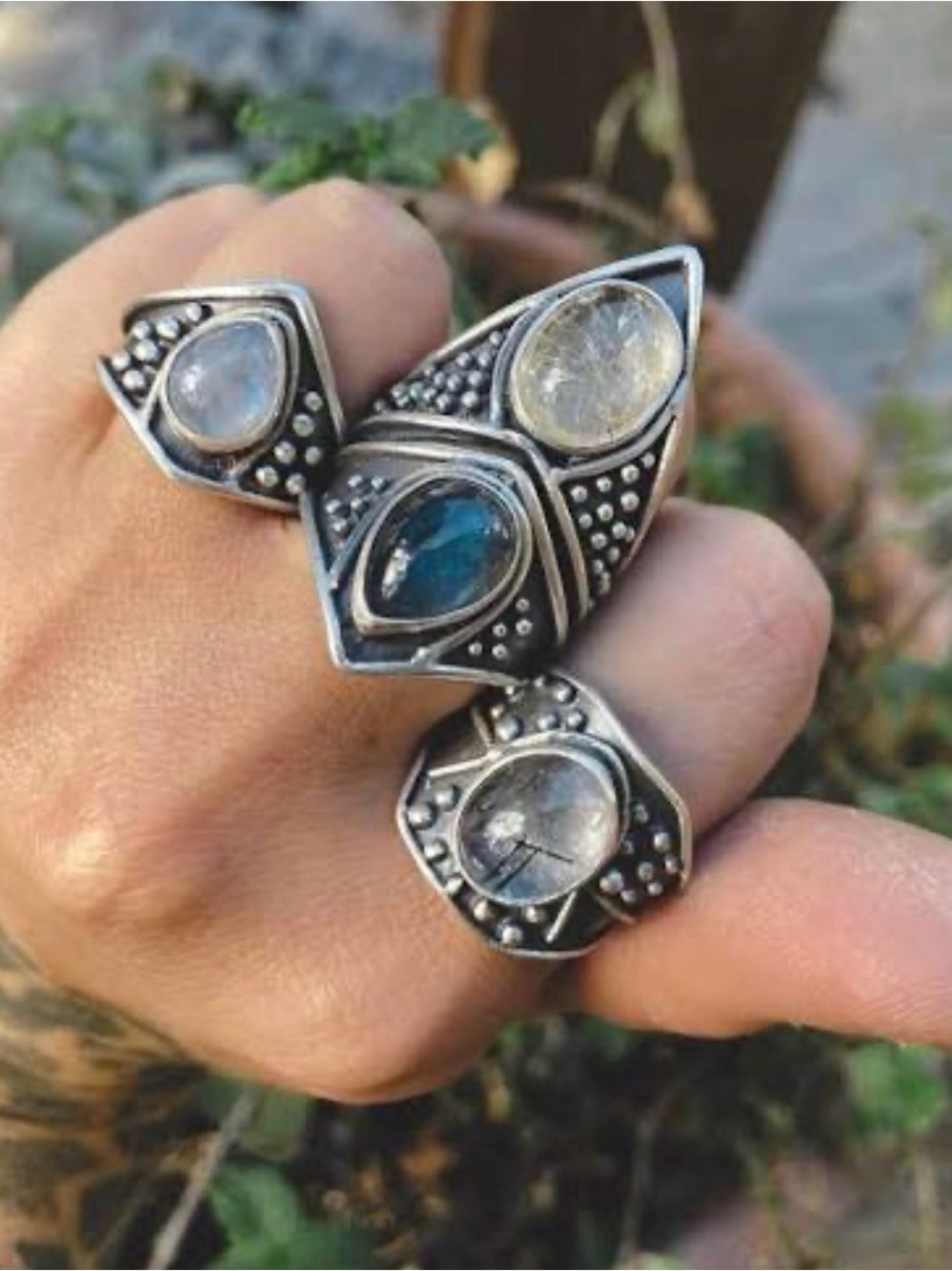 Acid Queen Jewelry Silver and Rutilated Quartz Ring, Size 7 - Picture 7 of 7